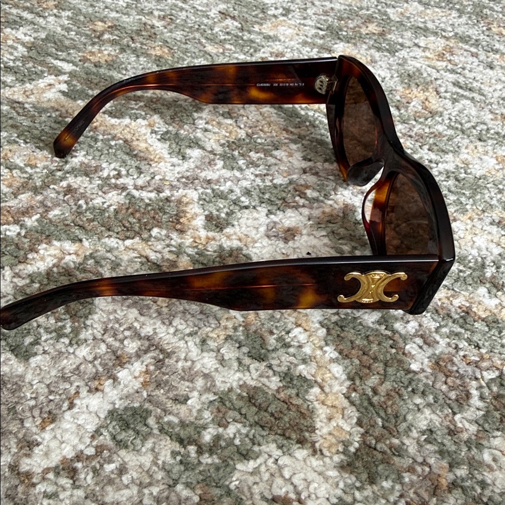 Celine Triomphe 55MM Geometric Havana Brown Sunglasses - Picture 5 of 7